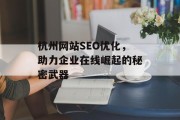 杭州网站SEO优化，助力企业在线崛起的秘密武器