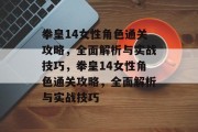 拳皇14女性角色通关攻略，全面解析与实战技巧，拳皇14女性角色通关攻略，全面解析与实战技巧