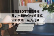 高效SEO学习网站推荐,一招教你快速提高SEO技能,从入门到精通 高效SEO学习网站推荐,一招教你快速提高SEO技能,从入门到精通