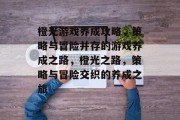 橙光游戏养成攻略,策略与冒险并存的游戏养成之路,橙光之路,策略与冒险交织的养成之旅 橙光游戏养成攻略,策略与冒险并存的游戏养成之路,橙光之路,策略与冒险交织的养成之旅