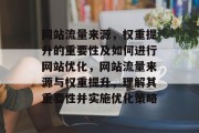 网站流量来源,权重提升的重要性及如何进行网站优化,网站流量来源与权重提升,理解其重要性并实施优化策略