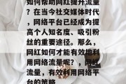 如何帮助网红提升流量?在当今社交媒体时代,网络平台已经成为提高个人知名度、吸引粉丝的重要途径。那么,网红如何才能有效地利用网络流量呢?,网红流量,有效利用网络平台的策略 如何帮助网红提升流量?在当今社交媒体时代,网络平台已经成为提高个人知名度、吸引粉丝的重要途径。那么,网红如何才能有效地利用网络流量呢?,网红流量,有效利用网络平台的策略