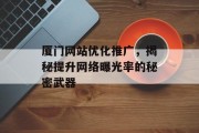 厦门网站优化推广,揭秘提升网络曝光率的秘密武器 厦门网站优化推广,揭秘提升网络曝光率的秘密武器