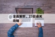 全面解析，23日通关攻略
