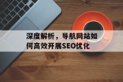 深度解析,导航网站如何高效开展SEO优化 深度解析,导航网站如何高效开展SEO优化