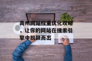 高州网站权重优化攻略，让你的网站在搜索引擎中脱颖而出