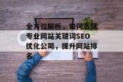 全方位解析，如何选择专业网站关键词SEO优化公司，提升网站排名