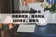 如何在网站SEO中获得霸屏优势,提高网站 SEO排名,策略与技巧 如何在网站SEO中获得霸屏优势,提高网站 SEO排名,策略与技巧