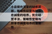 小店提升流量的秘密武器，策略性经营与顾客忠诚度的培养，优化经营手法，策略性营销与顾客忠诚度培养的重要性