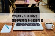 SEO 网站优化的实战经验，SEO实战，如何有效提升网站排名?