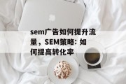 sem广告如何提升流量,SEM策略: 如何提高转化率 sem广告如何提升流量,SEM策略: 如何提高转化率
