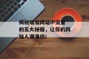 揭秘增加网站IP流量的五大秘籍,让你的网站人潮涌动! 揭秘增加网站IP流量的五大秘籍,让你的网站人潮涌动!