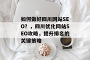 如何做好四川网站SEO？，四川优化网站SEO攻略，提升排名的关键策略
