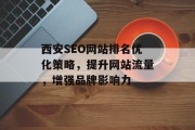 西安SEO网站排名优化策略,提升网站流量,增强品牌影响力 西安SEO网站排名优化策略,提升网站流量,增强品牌影响力