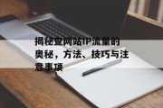 揭秘查网站IP流量的奥秘,方法、技巧与注意事项 揭秘查网站IP流量的奥秘,方法、技巧与注意事项