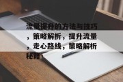 流量提升的方法与技巧,策略解析,提升流量,走心路线,策略解析秘籍 流量提升的方法与技巧,策略解析,提升流量,走心路线,策略解析秘籍