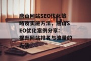 唐山网站SEO优化策略及实施方法,唐山SEO优化案例分享: 提升网站排名与流量的方法 唐山网站SEO优化策略及实施方法,唐山SEO优化案例分享: 提升网站排名与流量的方法