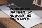 提升大型网站 SEO 简单步骤指南,小型网站SEO优化,只需几步,提高可见性! 提升大型网站 SEO 简单步骤指南,小型网站SEO优化,只需几步,提高可见性!