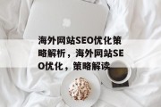 海外网站SEO优化策略解析,海外网站SEO优化,策略解读