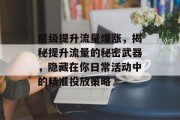 层级提升流量爆涨,揭秘提升流量的秘密武器,隐藏在你日常活动中的精准投放策略 层级提升流量爆涨,揭秘提升流量的秘密武器,隐藏在你日常活动中的精准投放策略