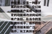 插件是网络上常见的一种服务,它是一种可扩展的软件应用。它们能够帮助用户实现一些特定的功能或改进网站的用户体验。在当今的互联网环境中,插件的应用变得越来越广泛。,插件,从工具到体验的全平台解决方案 插件是网络上常见的一种服务,它是一种可扩展的软件应用。它们能够帮助用户实现一些特定的功能或改进网站的用户体验。在当今的互联网环境中,插件的应用变得越来越广泛。,插件,从工具到体验的全平台解决方案
