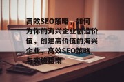 高效SEO策略,如何为你的海兴企业创造价值,创建高价值的海兴企业,高效SEO策略与实施指南