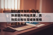 短时间增加网站流量，快速提升网站流量，高效优化和社交媒体策略的结合方法