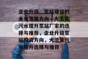 企业升级、泵站建设的未来发展方向—大流量污水提升泵站厂家的选择与推荐,企业升级泵站投资方向,大流量污水提升选择与推荐 企业升级、泵站建设的未来发展方向—大流量污水提升泵站厂家的选择与推荐,企业升级泵站投资方向,大流量污水提升选择与推荐