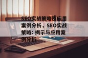 SEO实战策略及应用案例分析,SEO实战策略: 揭示与应用案例分析 SEO实战策略及应用案例分析,SEO实战策略: 揭示与应用案例分析