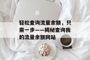 轻松查询流量余额,只需一步——揭秘查询我的流量余额网站 轻松查询流量余额,只需一步——揭秘查询我的流量余额网站
