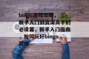 bingo游戏攻略,新手入门到资深高手的必读篇,新手入门指南,如何玩好bingo游戏 bingo游戏攻略,新手入门到资深高手的必读篇,新手入门指南,如何玩好bingo游戏