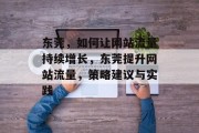东莞，如何让网站流量持续增长，东莞提升网站流量，策略建议与实践