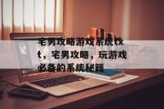 宅男攻略游戏系统txt，宅男攻略，玩游戏必备的系统秘籍