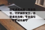 巡警通关攻略，专业指引，守护城市安宁，巡警通关攻略，专业指引，守护城市安宁