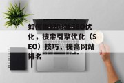 如何做好网站SEO优化，搜索引擎优化（SEO）技巧，提高网站排名