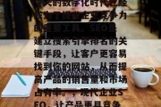 SEO网站优化工具在今天的数字化时代已经成为了提升企业竞争力的重要工具。SEO是建立搜索引擎排名的关键手段,让客户更容易找到你的网站,从而提高产品的销售量和市场占有率。,现代企业SEO,让产品更具竞争力的利器 SEO网站优化工具在今天的数字化时代已经成为了提升企业竞争力的重要工具。SEO是建立搜索引擎排名的关键手段,让客户更容易找到你的网站,从而提高产品的销售量和市场占有率。,现代企业SEO,让产品更具竞争力的利器