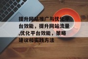 提升网站推广与优化平台效能,提升网站流量,优化平台效能,策略建议和实践方法 提升网站推广与优化平台效能,提升网站流量,优化平台效能,策略建议和实践方法