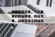 网站流量作用,一个重要的网站策略,网站流量,战略指南之网站流量 网站流量作用,一个重要的网站策略,网站流量,战略指南之网站流量