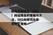 搜索引擎优化（SEO）网站排名的策略与方法，SEO关键词选择及优化策略