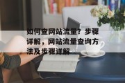 如何查网站流量?步骤详解,网站流量查询方法及步骤详解 如何查网站流量?步骤详解,网站流量查询方法及步骤详解