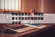 网站流量告急,揭秘流量不足背后的原因及解决方案 网站流量告急,揭秘流量不足背后的原因及解决方案