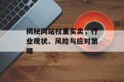 揭秘网站权重买卖，行业现状、风险与应对策略
