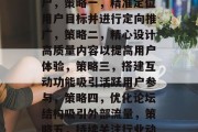 提升论坛流量的方法,如何有效吸引和留住用户,策略一,精准定位用户目标并进行定向推广,策略二,精心设计高质量内容以提高用户体验,策略三,搭建互动功能吸引活跃用户参与,策略四,优化论坛结构吸引外部流量,策略五,持续关注行业动态及热点话题提升论坛热度