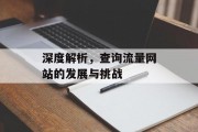 深度解析,查询流量网站的发展与挑战 深度解析,查询流量网站的发展与挑战