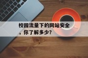 校园流量下的网站安全,你了解多少? 校园流量下的网站安全,你了解多少?