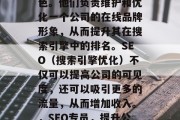 SEO网站专员在当今社会中扮演着关键的角色。他们负责维护和优化一个公司的在线品牌形象,从而提升其在搜索引擎中的排名。SEO(搜索引擎优化)不仅可以提高公司的可见度,还可以吸引更多的流量,从而增加收入。,SEO专员,提升公司在线形象的关键角色及提升收入的策略 SEO网站专员在当今社会中扮演着关键的角色。他们负责维护和优化一个公司的在线品牌形象,从而提升其在搜索引擎中的排名。SEO(搜索引擎优化)不仅可以提高公司的可见度,还可以吸引更多的流量,从而增加收入。,SEO专员,提升公司在线形象的关键角色及提升收入的策略