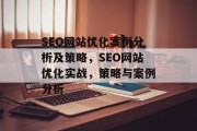 SEO网站优化案例分析及策略,SEO网站优化实战,策略与案例分析 SEO网站优化案例分析及策略,SEO网站优化实战,策略与案例分析