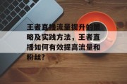 王者直播流量提升的策略及实践方法,王者直播如何有效提高流量和粉丝? 王者直播流量提升的策略及实践方法,王者直播如何有效提高流量和粉丝?