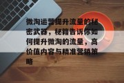 微淘运营提升流量的秘密武器,秘籍告诉你如何提升微淘的流量,高价值内容与精准营销策略 微淘运营提升流量的秘密武器,秘籍告诉你如何提升微淘的流量,高价值内容与精准营销策略