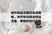 提升网站流量的关键策略,如何有效提高网站流量,策略和技巧分享 提升网站流量的关键策略,如何有效提高网站流量,策略和技巧分享